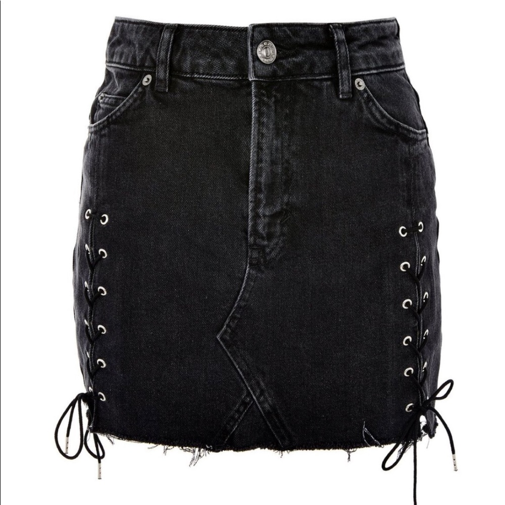 Topshop Moto Lace Up Denim Mini Skirt